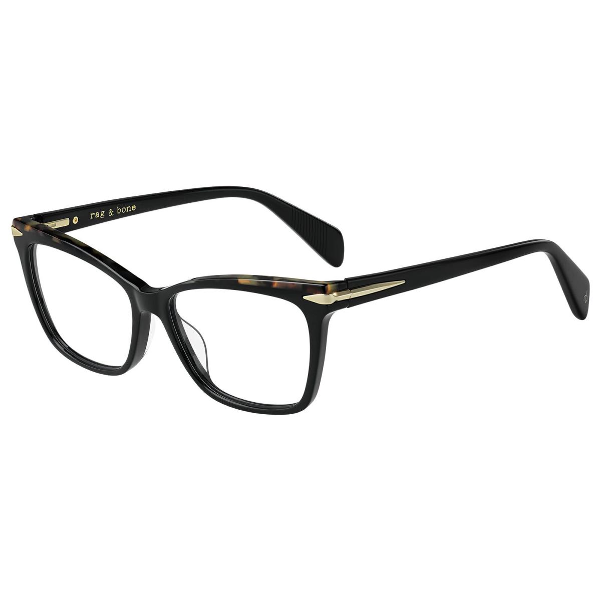 Rag and Bone Rnb 3021 0807 Black Eyeglasses with Dark Havana Trim 53/15/140 - Black, Frame: Black, Manufacturer: 807