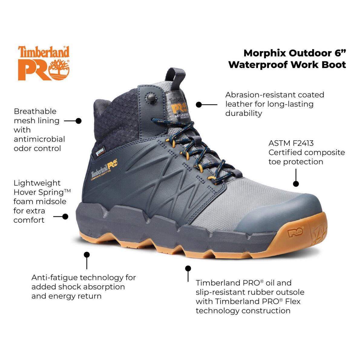 Timberland Pro Morphix Outdoor Men`s Comp Toe EH WP Hiker Work Boot