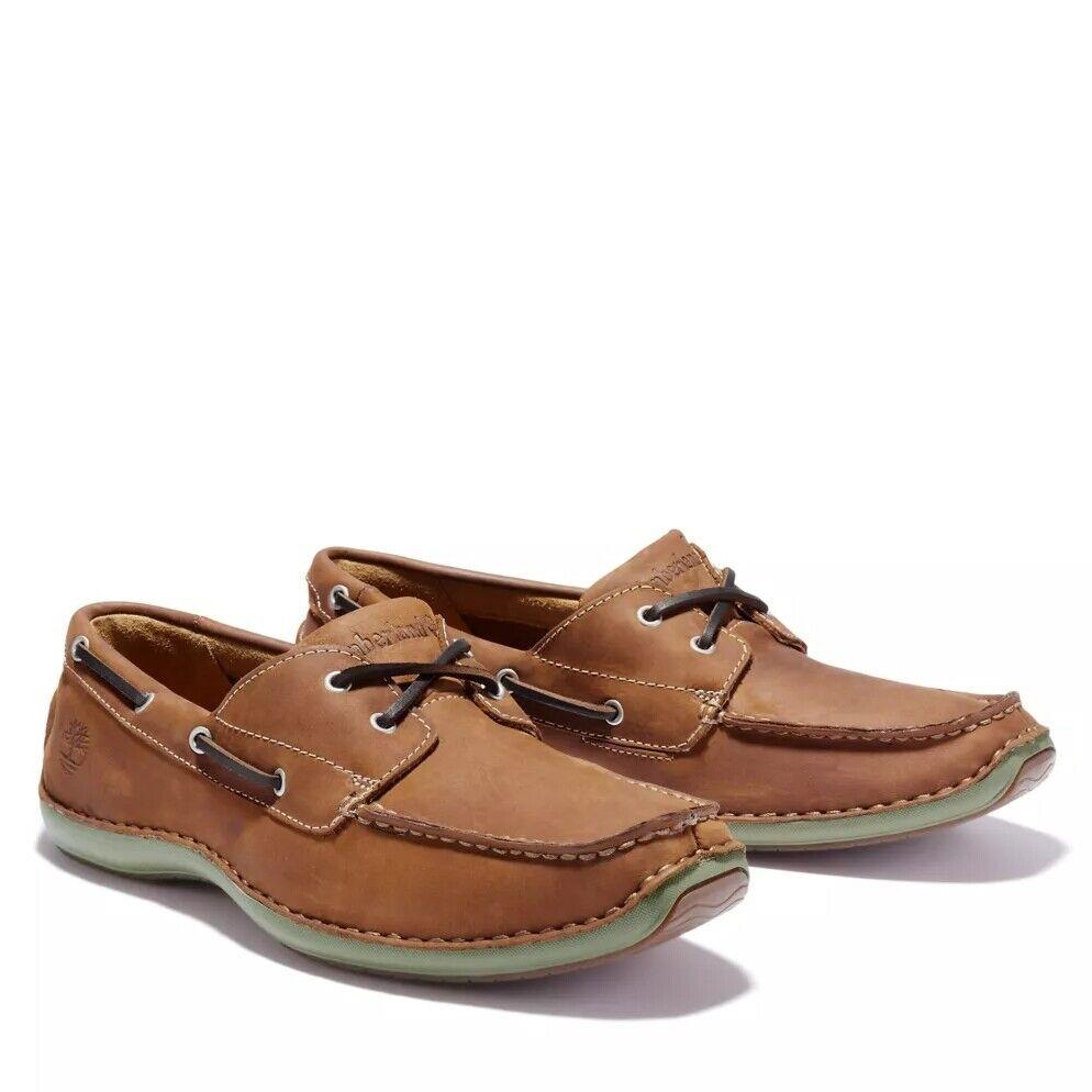 Timberland Men`s Annapolis 2 Eye Premium Full Grain Leather Moc Toe Boat Shoes 7.5M