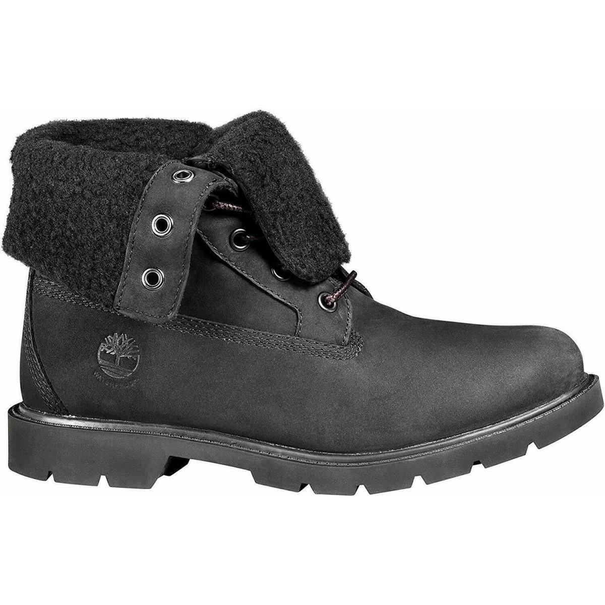 Timberland Linden Woods TB0A1QST001 Women`s Black Fold-down Winter Boots XXX662