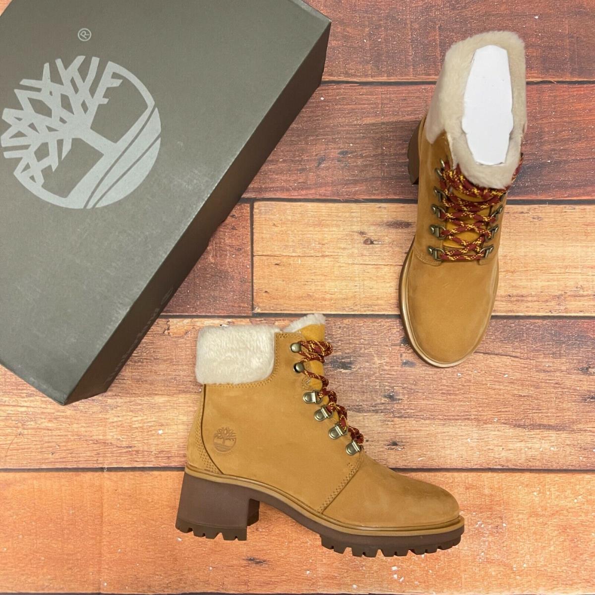 Timberland Women`s Kinsley 6 Inch Wheat Boots with Fur Collar A23G4