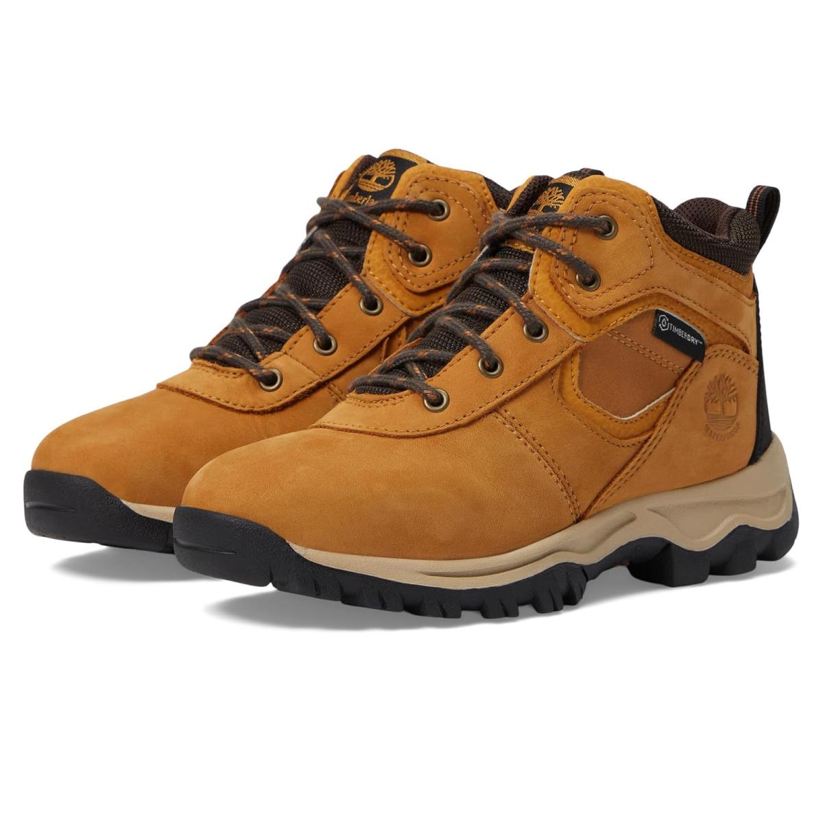 Boy`s Hiking Timberland Kids Mt. Maddsen Mid Waterproof Little Kid Wheat Nubuck