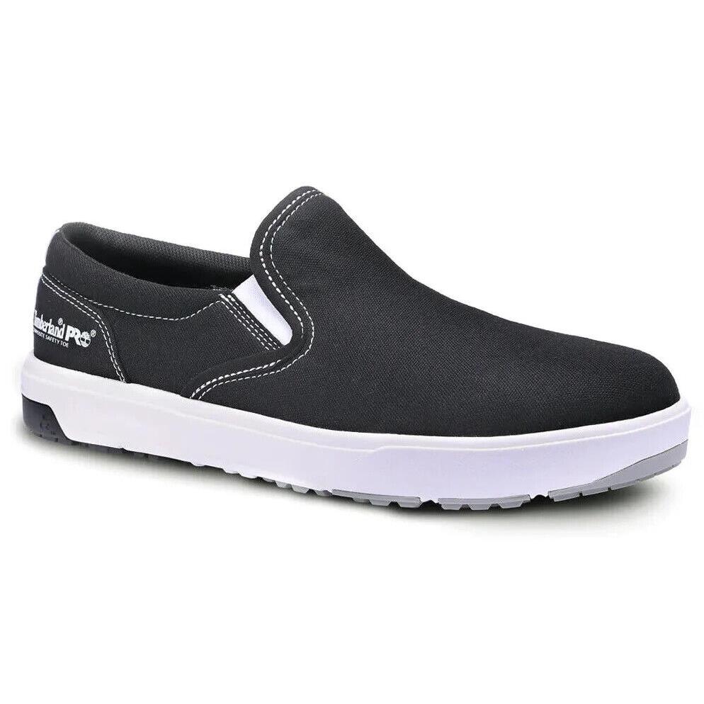 Mens Timberland Pro Berkley Slip ON Composite Toe Black Canvas Work Shoes