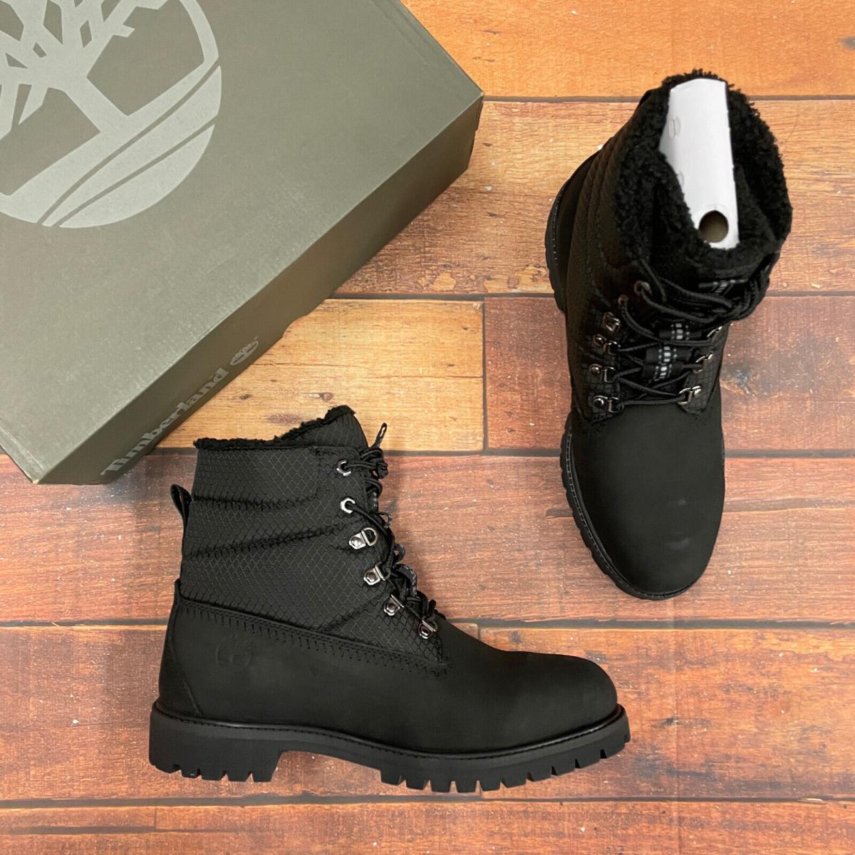 Timberland Men`s Heritage 6 In Black Nubck Fur Line Waterproof Boots A2JNA