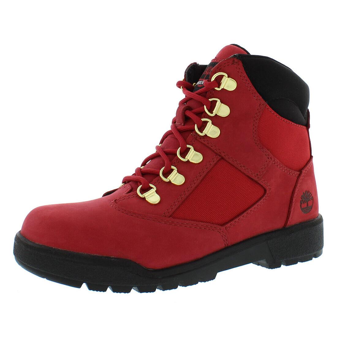 Timberland Field Boot 6 Inch GS Girls Shoes - Dark Red Nubuck, Main: Red