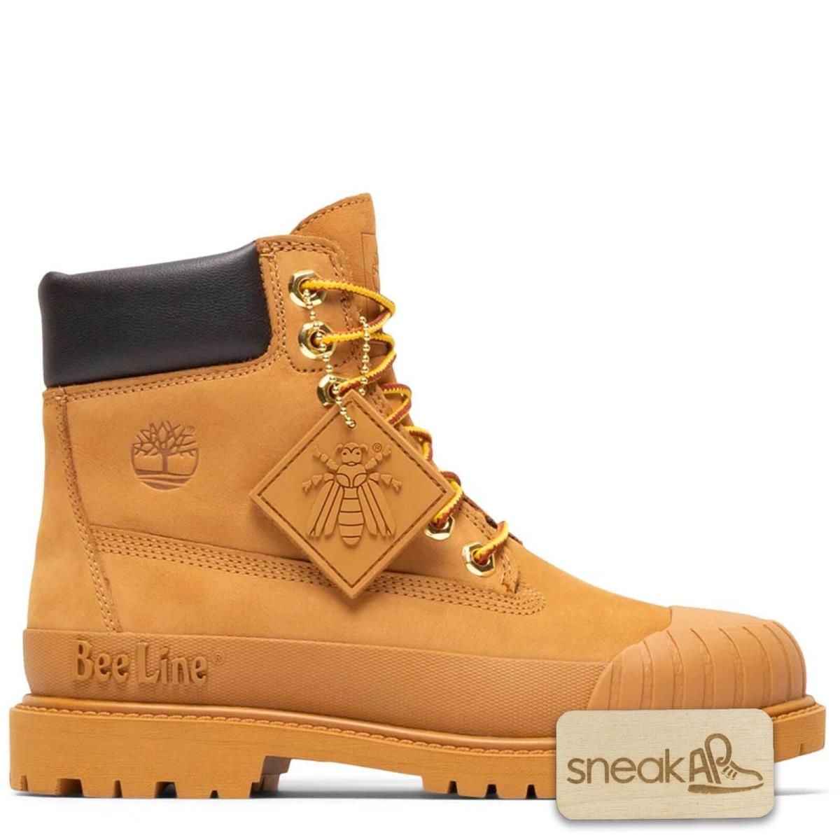 TB0A5ZQQ231 Womens Timberland 6 Waterproof Boot `premium Bee Line Rubber Toe - Wheat Nubuck