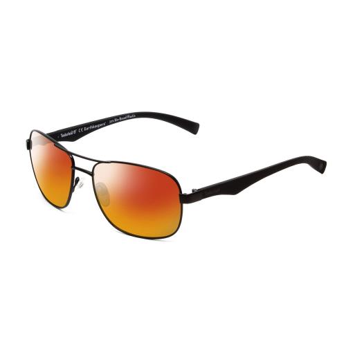 Timberland TB9136 Unisex Square Designer Polarized Sunglasses in Matte Black 59m Red Mirror Polar