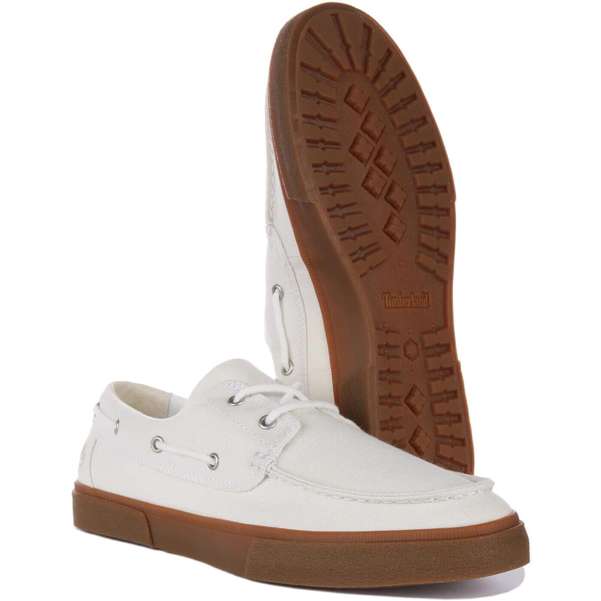 Timberland Men`s Union Wharf Boat Shoes IN White Canvas A5ZDN All Sizes