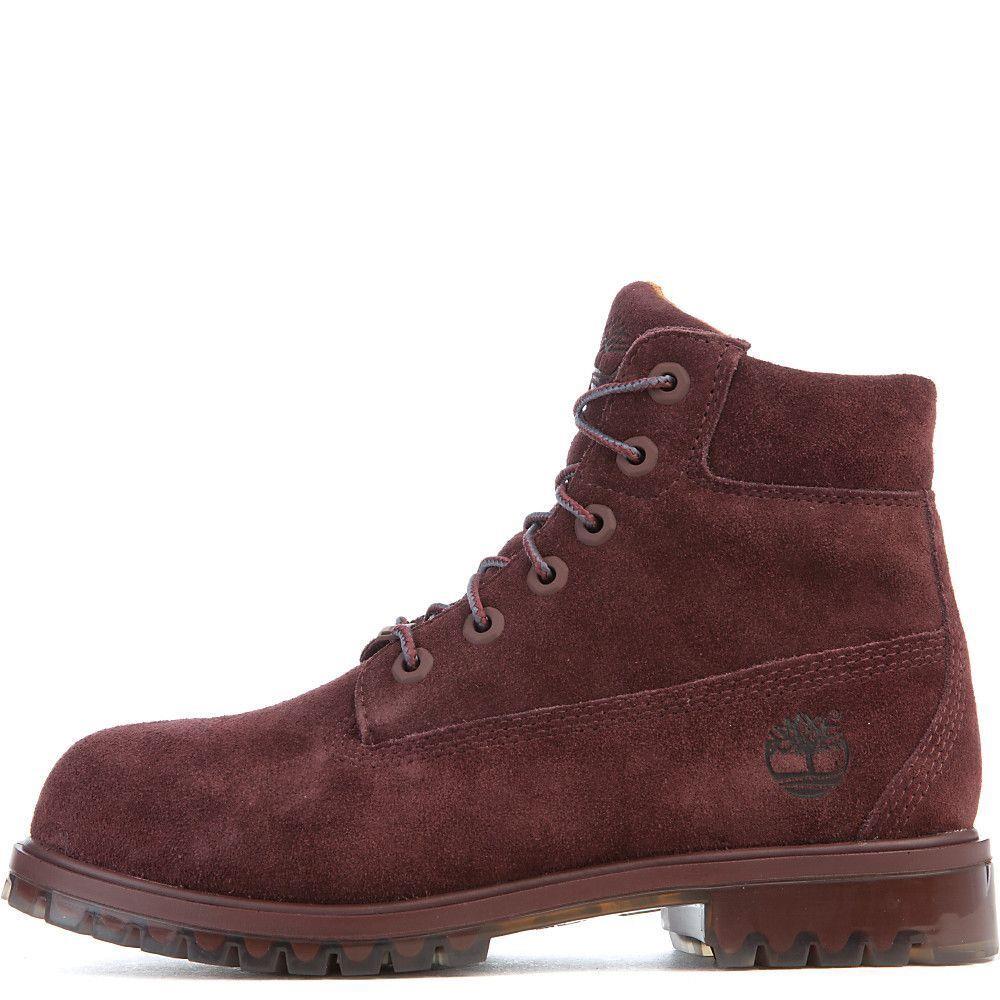 Timberland Youth GS 6 Inch Premium Waterproof Nubuck Boots A1BKH Maroon