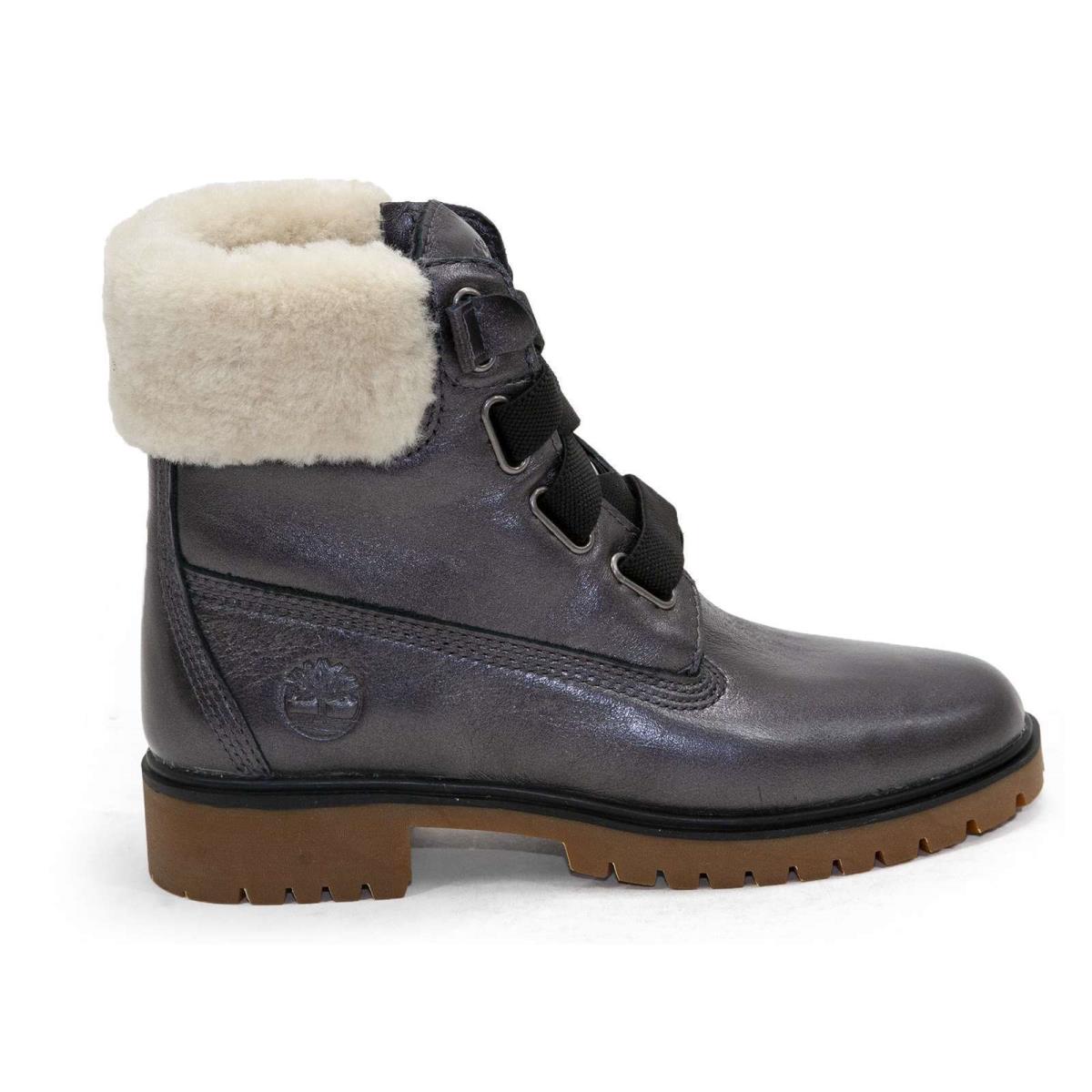 Women s Timberland Jayne Shearling Collar Waterproof Ankle Black Nebula Boots