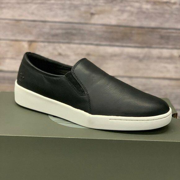 Timberland Women`s Teya Black Leather Slip On Shoes A26N3 Size 10