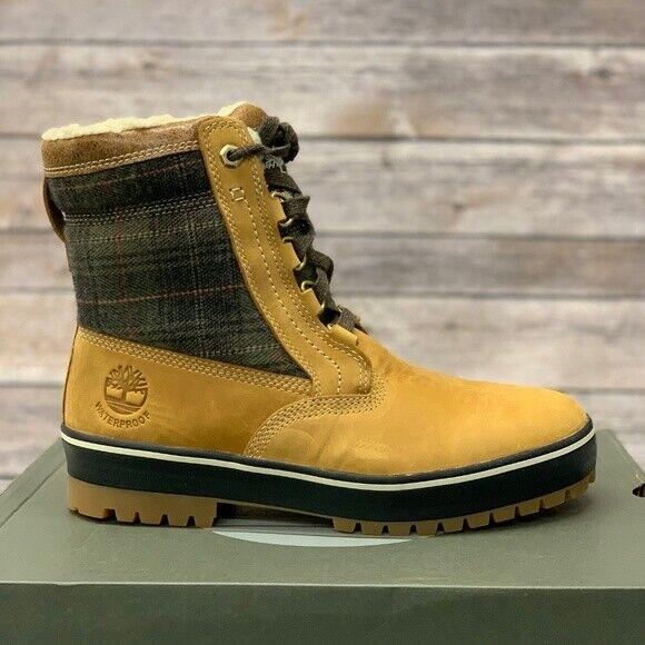 Timberland Men`s Wheat Leather Waterproof Snow Boots