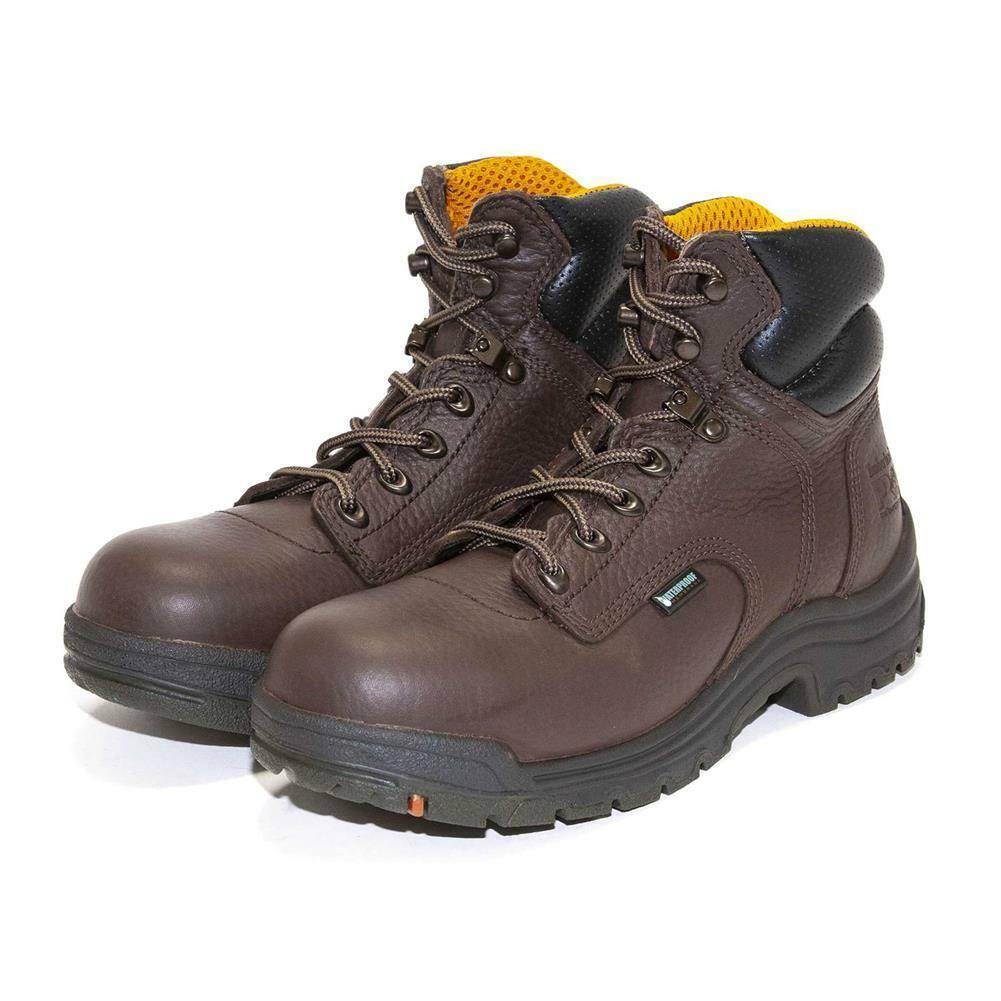 Women Timberland Pro Titan 6 Inch Alloy Toe Waterproof Brown Leather Work Boots