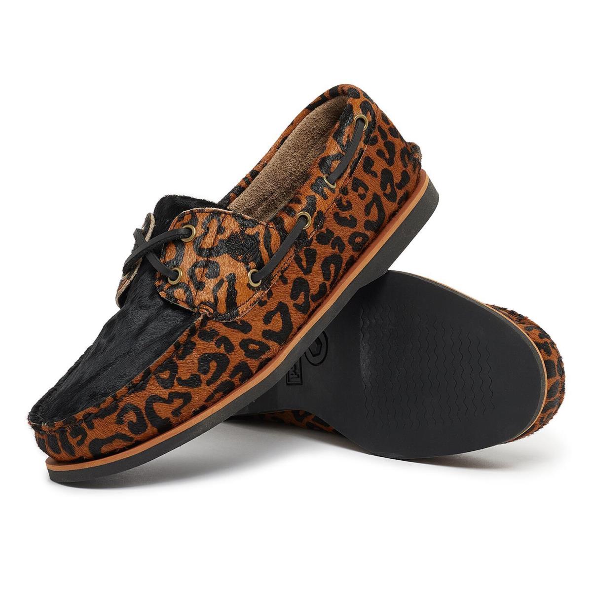 Timberland Men`s Classic Boat Shoe Brn Leopard Leather A5YYB All Sizes