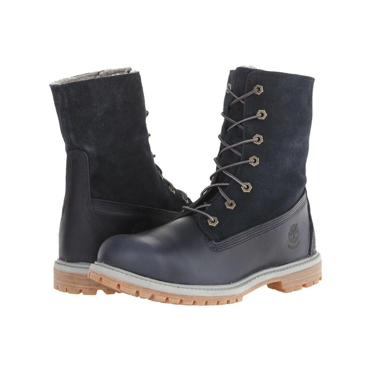 Womens Timberland Teddy Fleece Boots Shoes - Navy - Wide