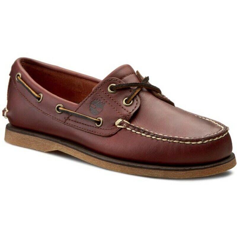 Timberland Men`s Classic 2-EYE Root Beer Shoe Brown Full Grain Boat Shoes 25077