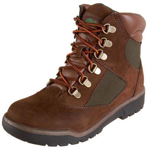 Timberland Kids` Field Boots Six Inch - Brown Nubuck With Green