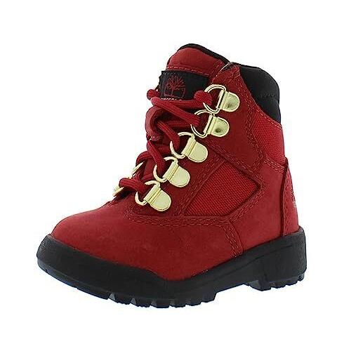 Timberland Kids` Field Boots Six Inch Dark Red Nubuck