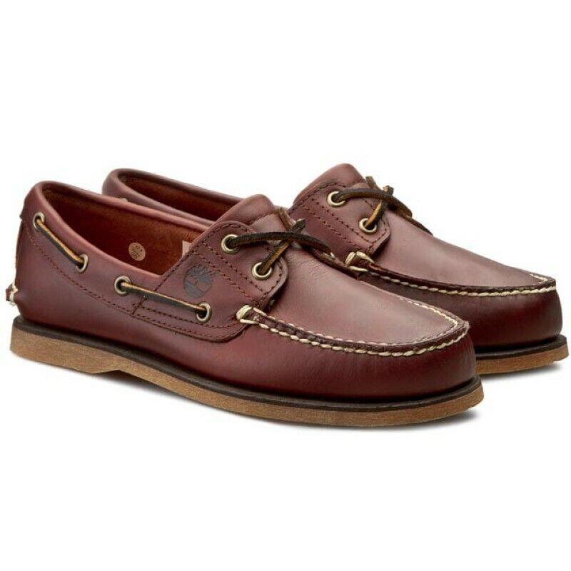 Timberland Men`s Classic 2-EYE Root Beer Shoe Brown Full Grain Boat Shoes 25077