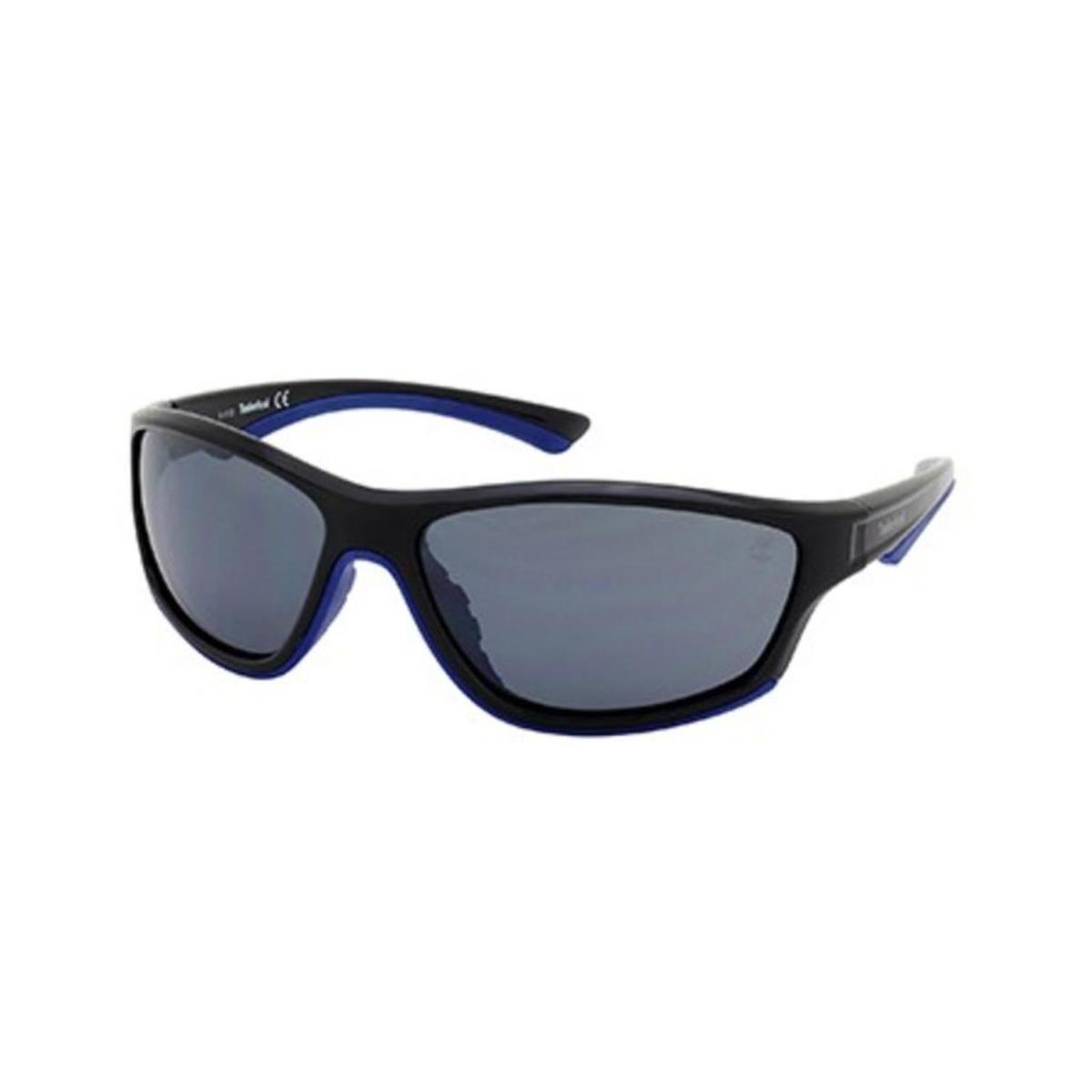 Timberland TB 9045 TB9045 Shiny Black Blue Rubber Details Smoke 01D Sunglasses