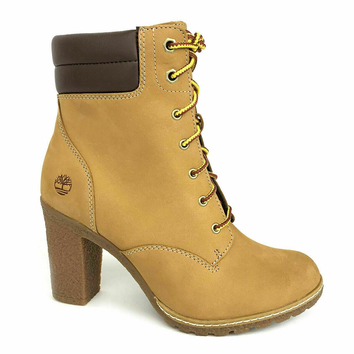 Timberland Womens Tillston Yellow Wheat High Heel Boots Shoes A1KJH All Sizes US