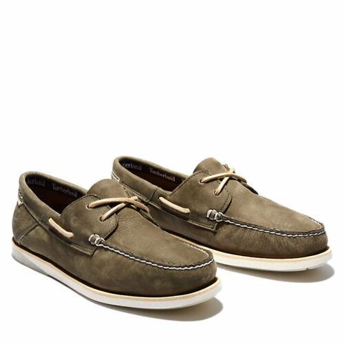 Timberland Men`s Atlantis Break Leather Boat Shoes Olive Nubuck A2HZ9 All Sizes