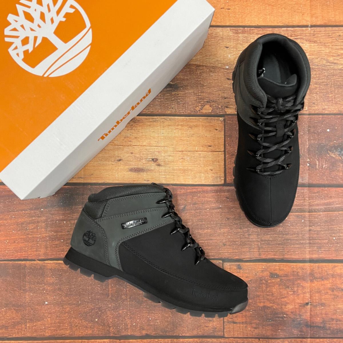 Timberland Mens Euro Sprint Nubuck Leather Black Hiker Boots Shoe A1KAC All Size