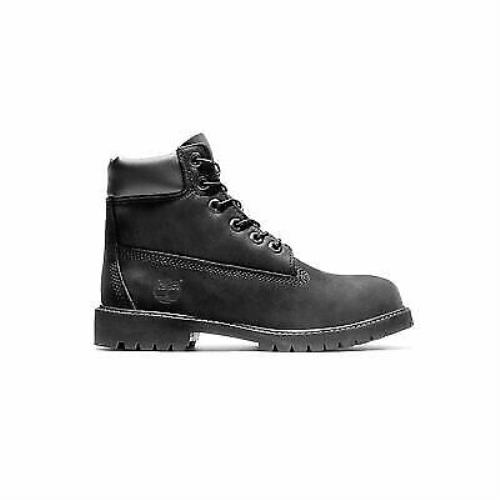 Timberland Big Kid`s Premium 6 Inch Waterproof Boot TB-012907-001 Black SZ 3Y-7Y - BLACK/BLACK