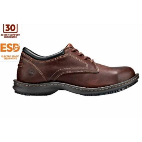 Timberland Men`s Steel Toe Slip Resistant EH Brown Leather Work Shoe 085590