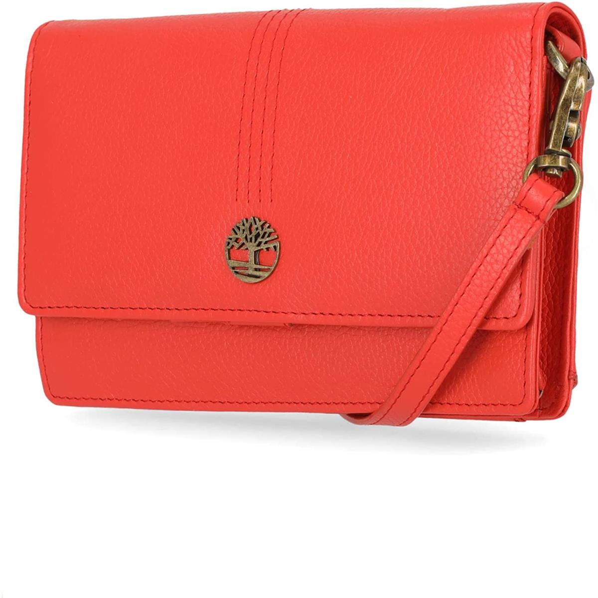 Timberland Women`s Wallet Rfid Leather Crossbody Phone Bag Purse Spicy Orange