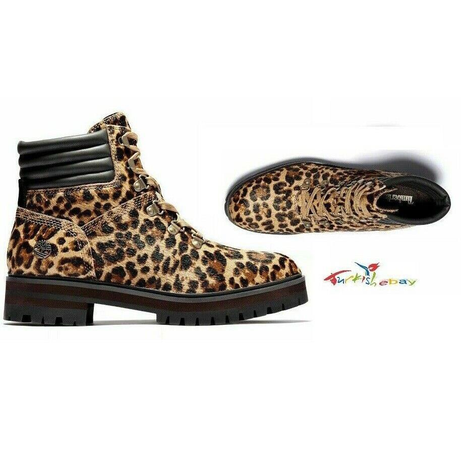 Timberland London Square Women`s 6 Inch Leopard Lace up Boots Leather A2GCR