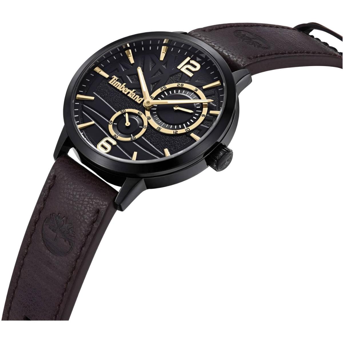 Timberland Men`s Watch Dress Sport Dark Brown Leather Strap Date TDWGF2182103