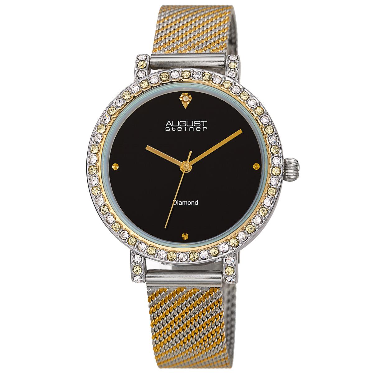 August Steiner Women`s AS8281 Diamond Crystals Stainless Steel Mesh Band Watch