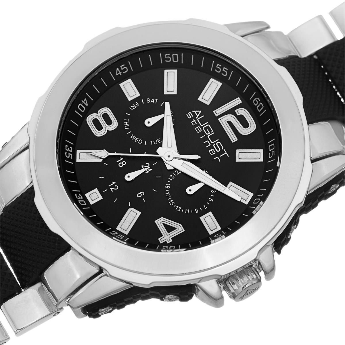 Spring Release Men`s August Steiner AS8114 Quartz Multifunction Bracelet Watch Two Tone Black