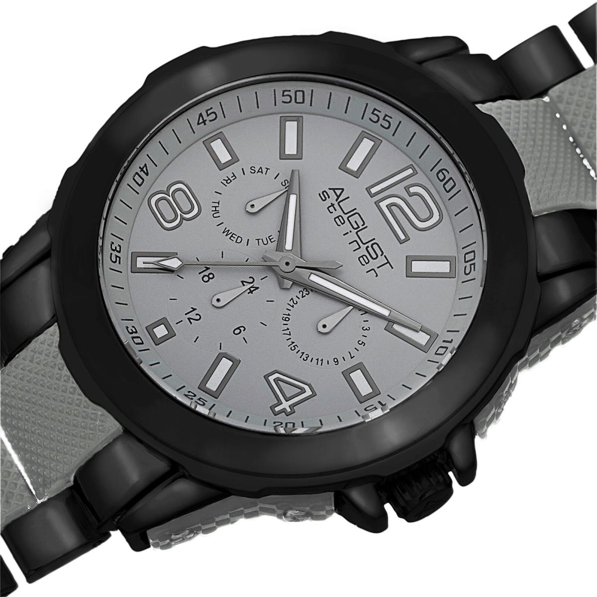 Spring Release Men`s August Steiner AS8114 Quartz Multifunction Bracelet Watch Two Tone Grey