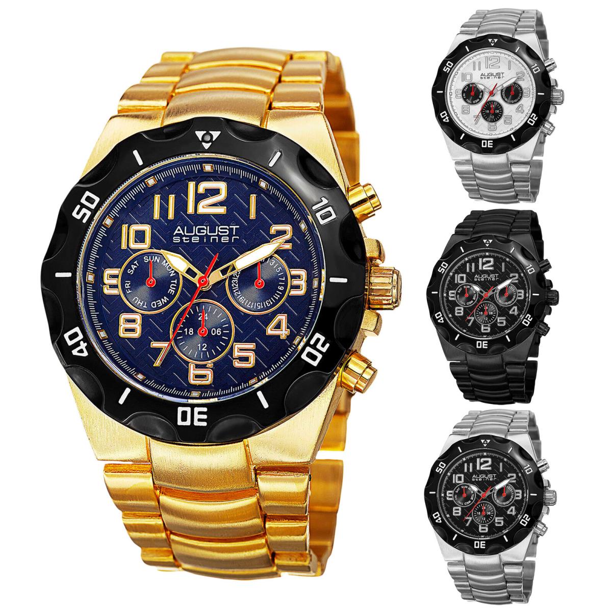 Men`s August Steiner AS8161 Quartz Multifuntion Stainless Steel Bracelet Watch