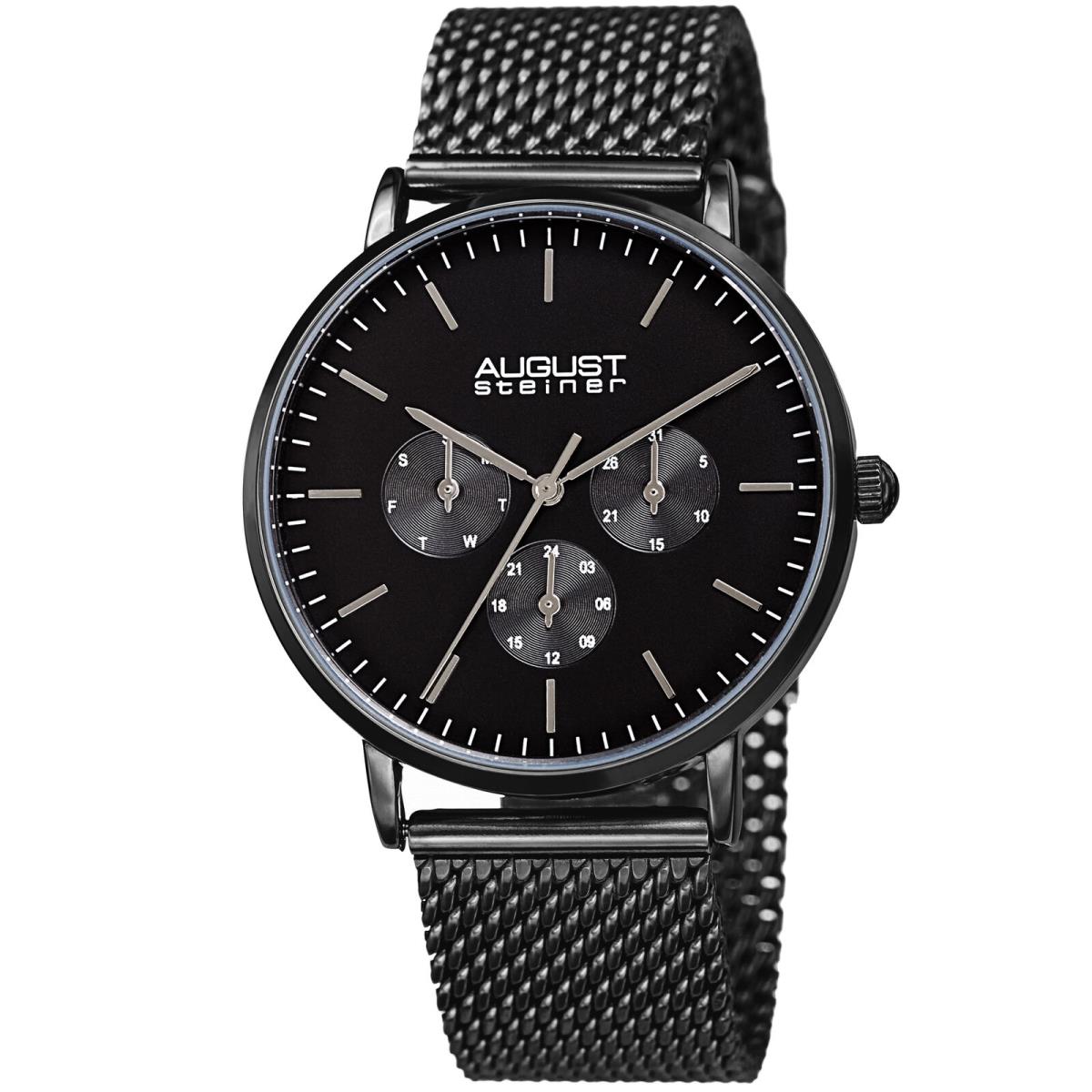 Model Men`s August Steiner AS8255 Multifunction Stainless Steel Mesh Watch Black