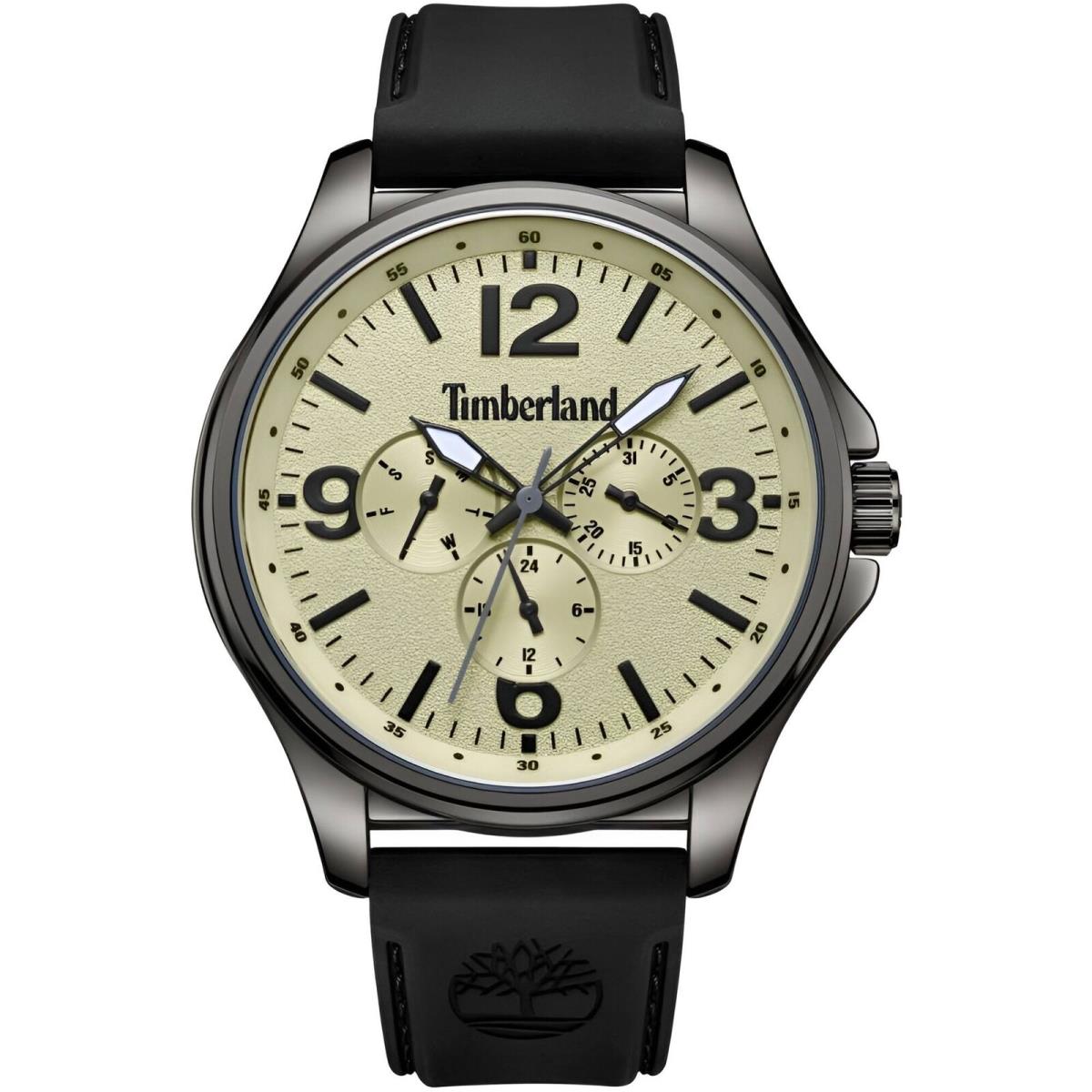 Timberland Men`s Watch Dress Sport Cream Dial Black Strap Day-date TDWGQ2183102