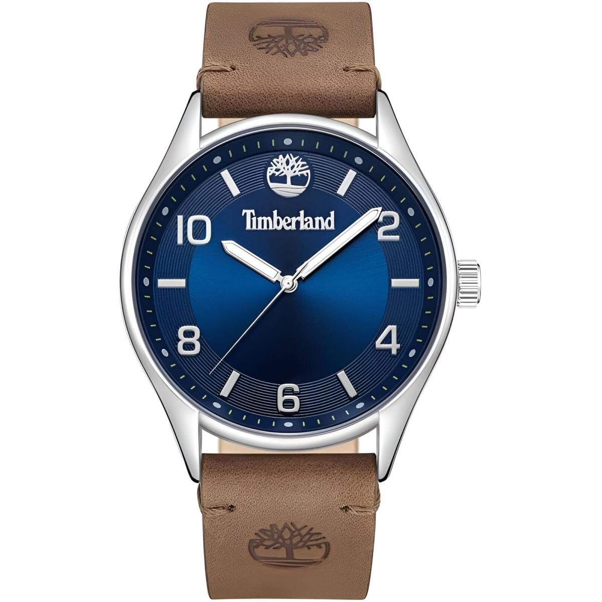 Timberland Men`s Watch Quartz Blue Dial Beige Leather Strap TDWGA9001101