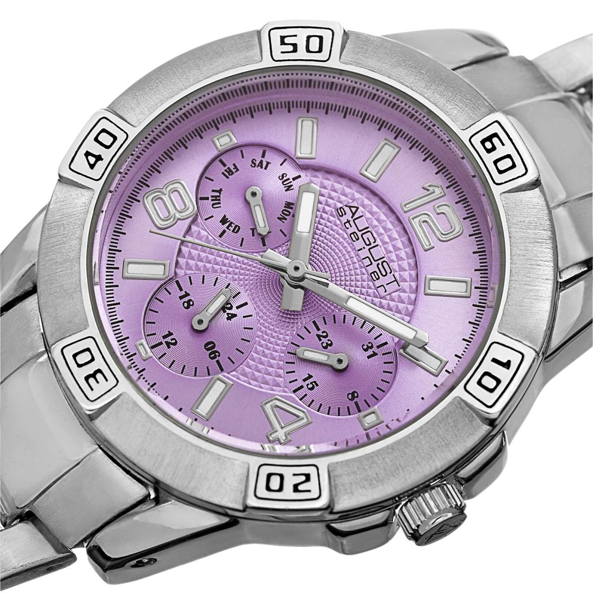 Women`s August Steiner AS8143SSPU Purple Dial Multifunction Bracelet Watch