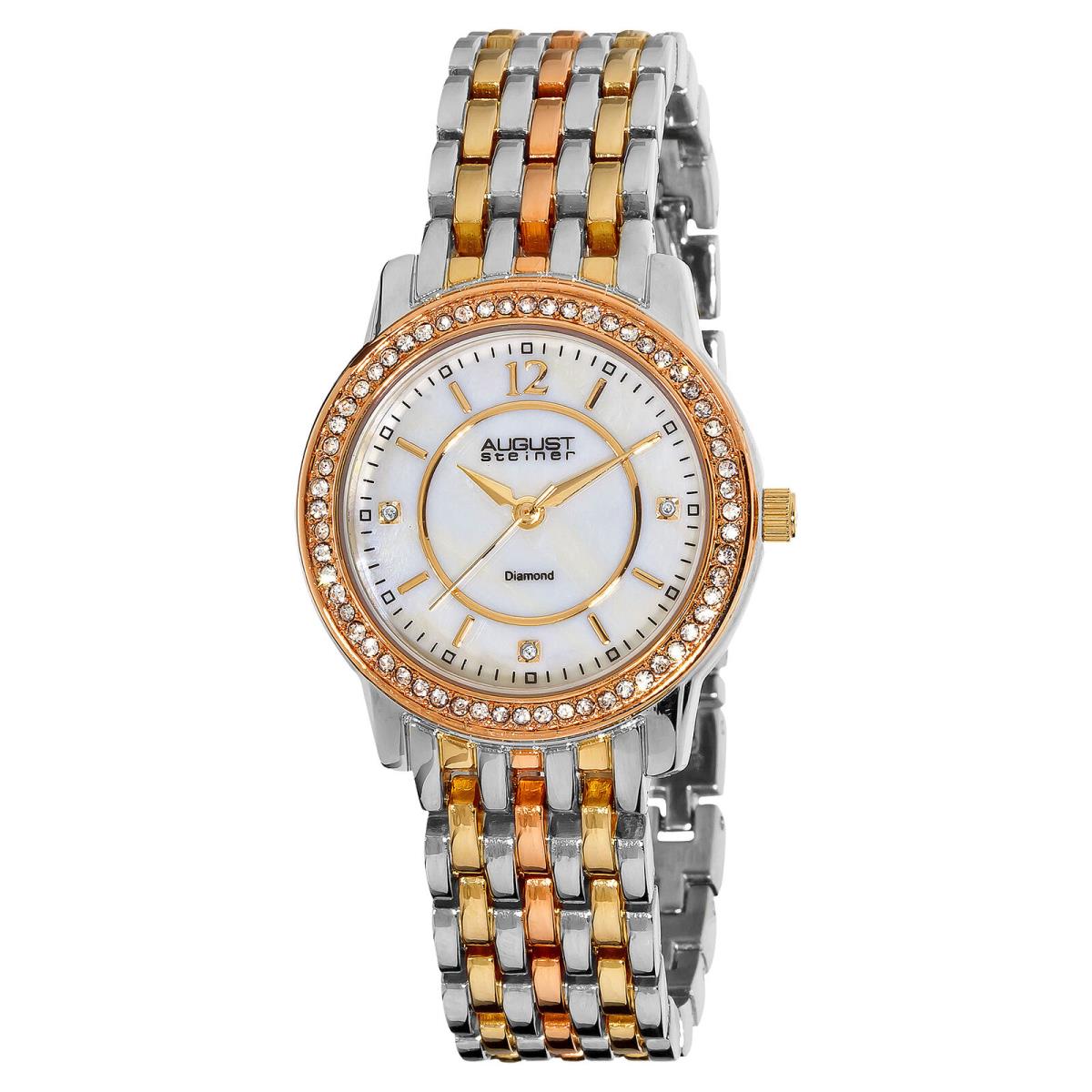 Women`s August Steiner AS8027TRI Swiss Dazzling Diamond Mop Bracelet Watch