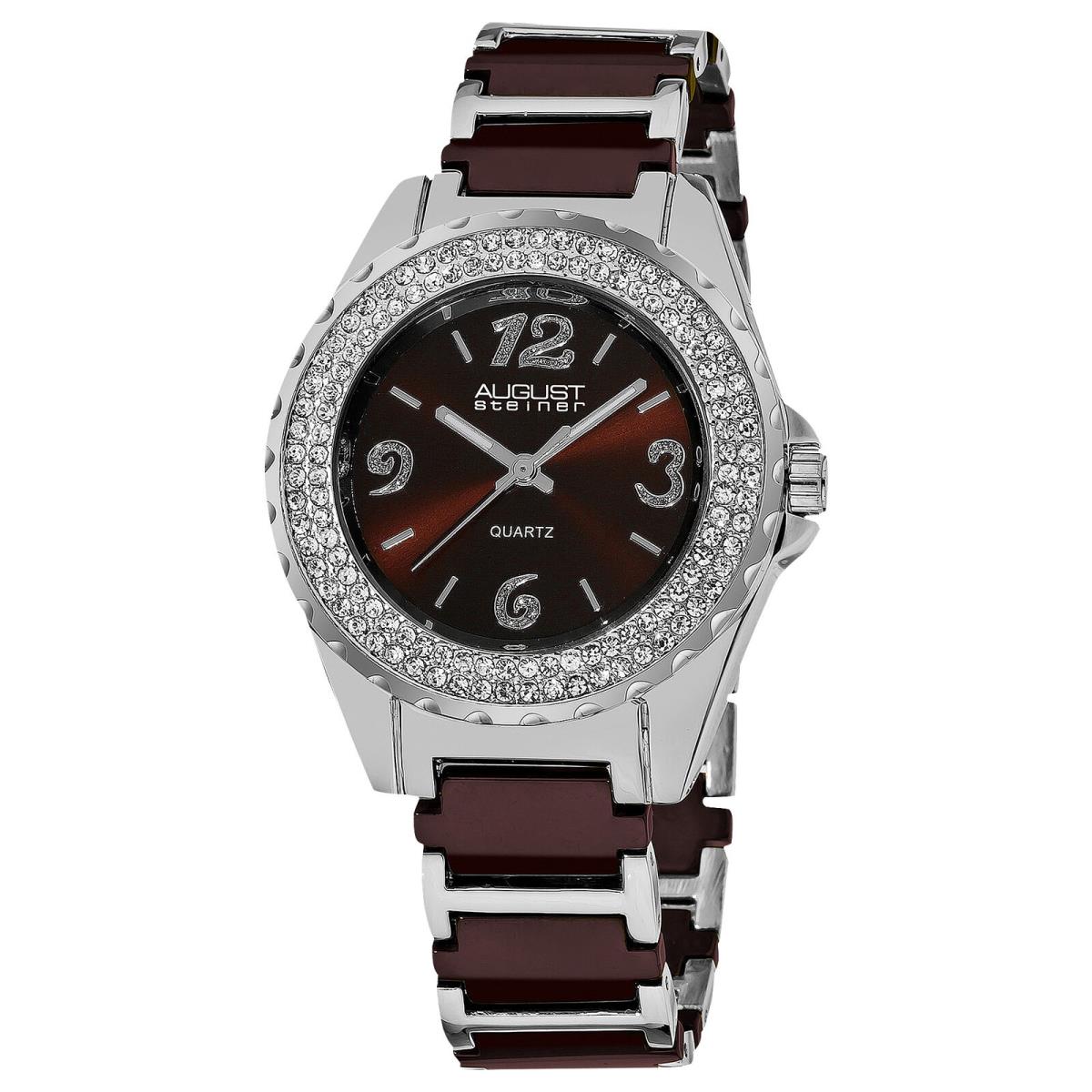 Women`s August Steiner AS8036BR Quartz Movement Crystal Bezel Bracelet Watch