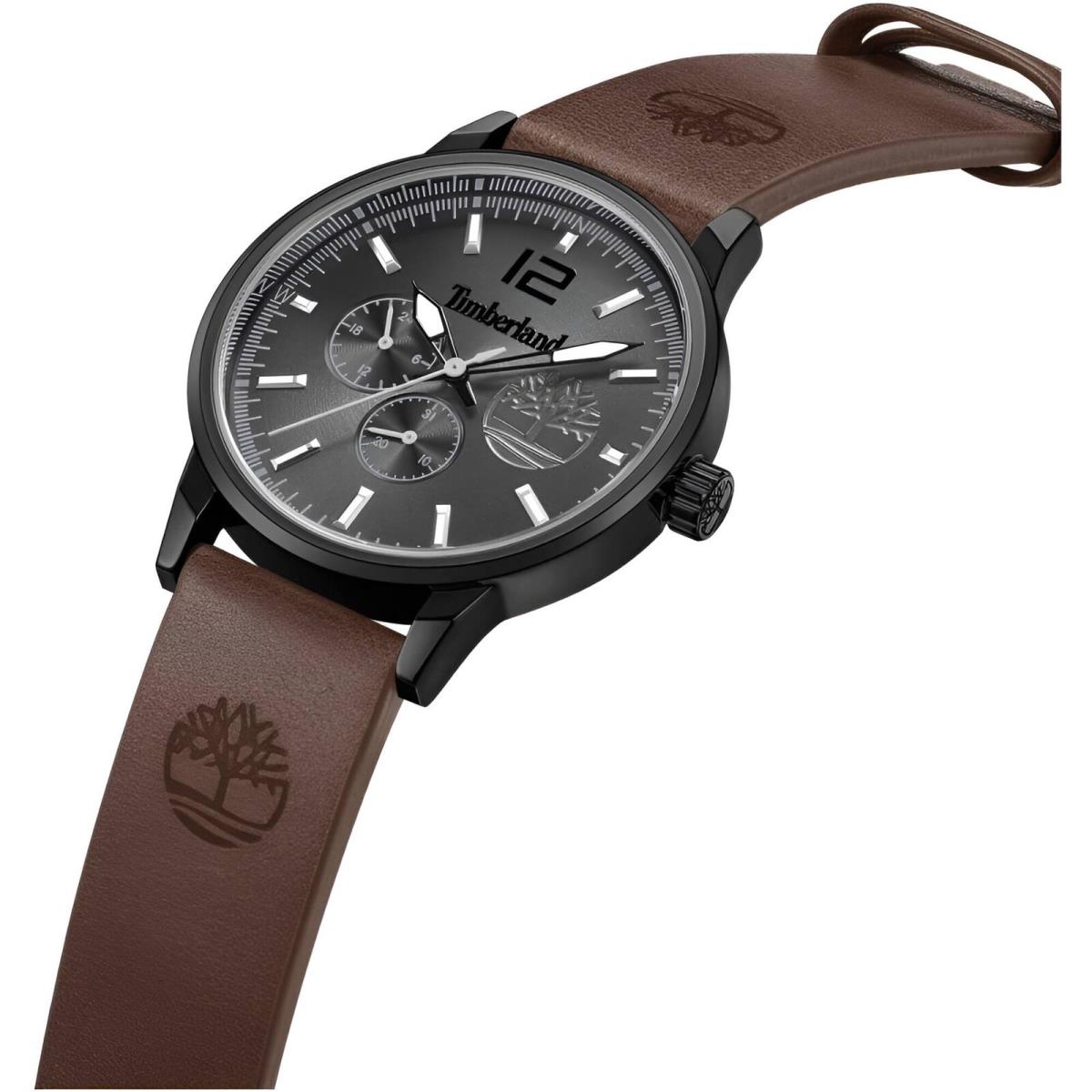 Timberland Men`s Watch Classic Grey Dial Brown Leather Strap Date TDWGF9002301