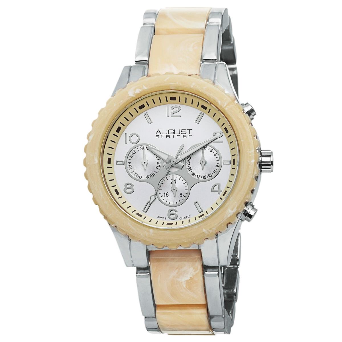 Women`s August Steiner AS8093SS Multifunction Silver-tone Resin Bracelet Watch