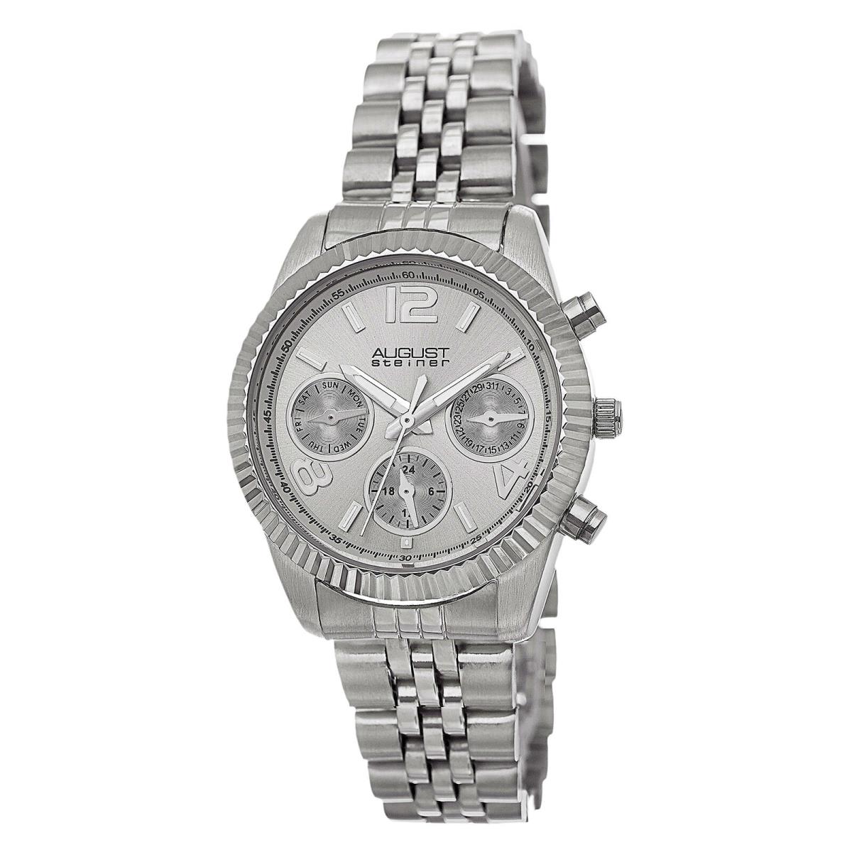 Women`s August Steiner AS8103SS Swiss Day/date Stainless Steel Silver-tone Watch