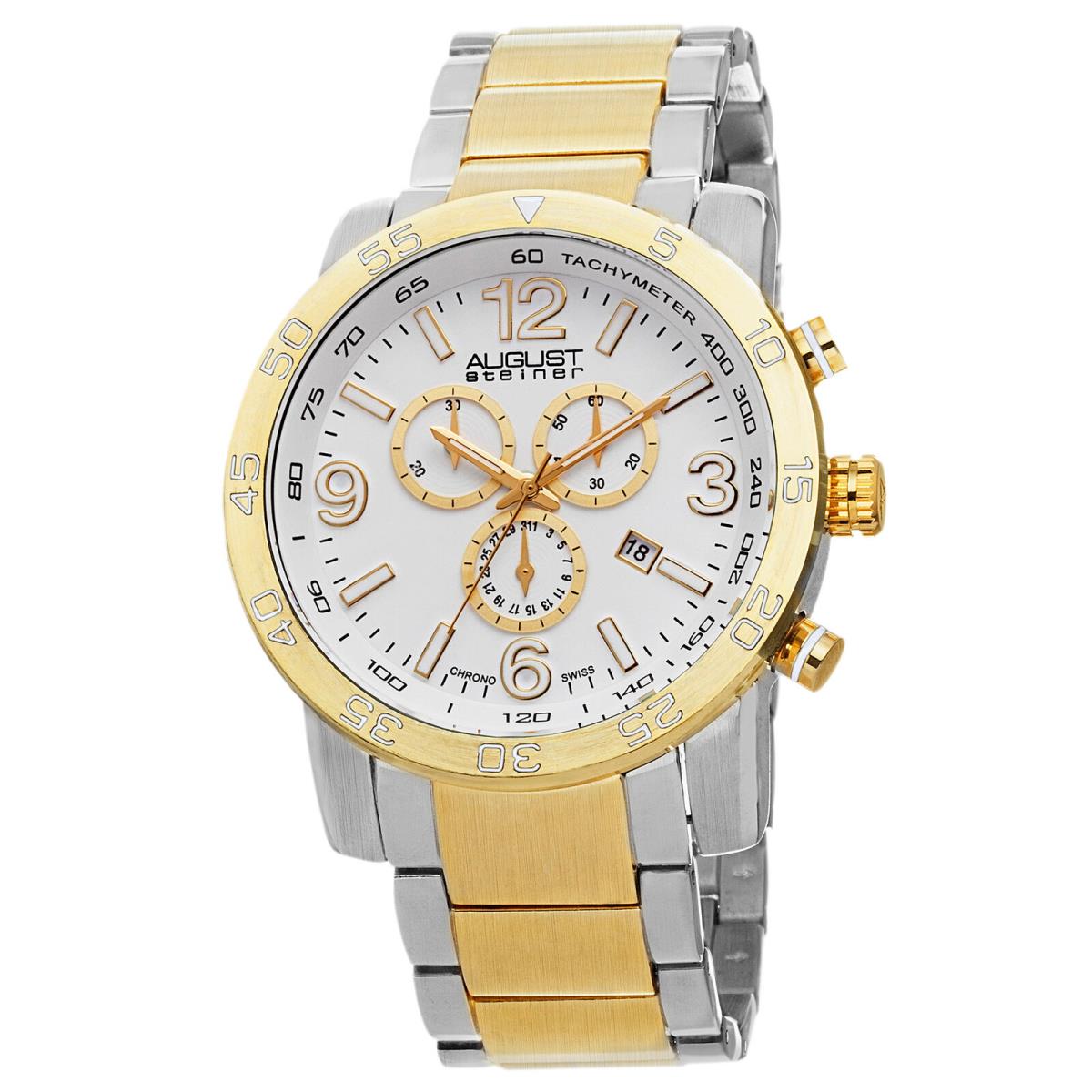 Men`s August Steiner AS8097TTG Swiss Chronograph Tachymeter Two-tone Watch