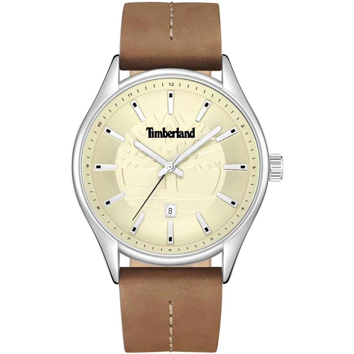 Timberland Men`s Watch Classic Beige Dial Tan Leather Strap Date TDWGB9001003