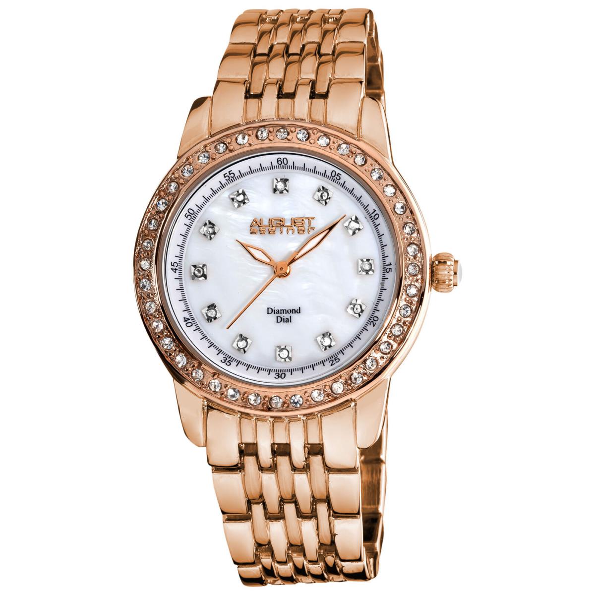 Women`s August Steiner AS8045RG Diamond Dial Marker Crystal Bezel Watch