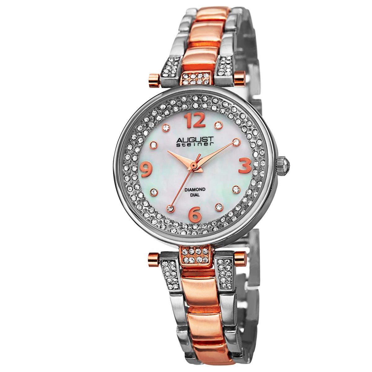 Women`s August Steiner AS8137TTR Diamond Crystal Bezel Bracelet Watch