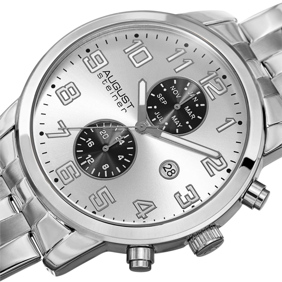 August Steiner Quartz Silver Dial Men`s Watch AS8175SS